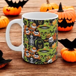 Halloween Decor Mug - Spooky Ghouls Design - Fall Coffee Cup for Halloween Party - Ghouls & Ghosts mug